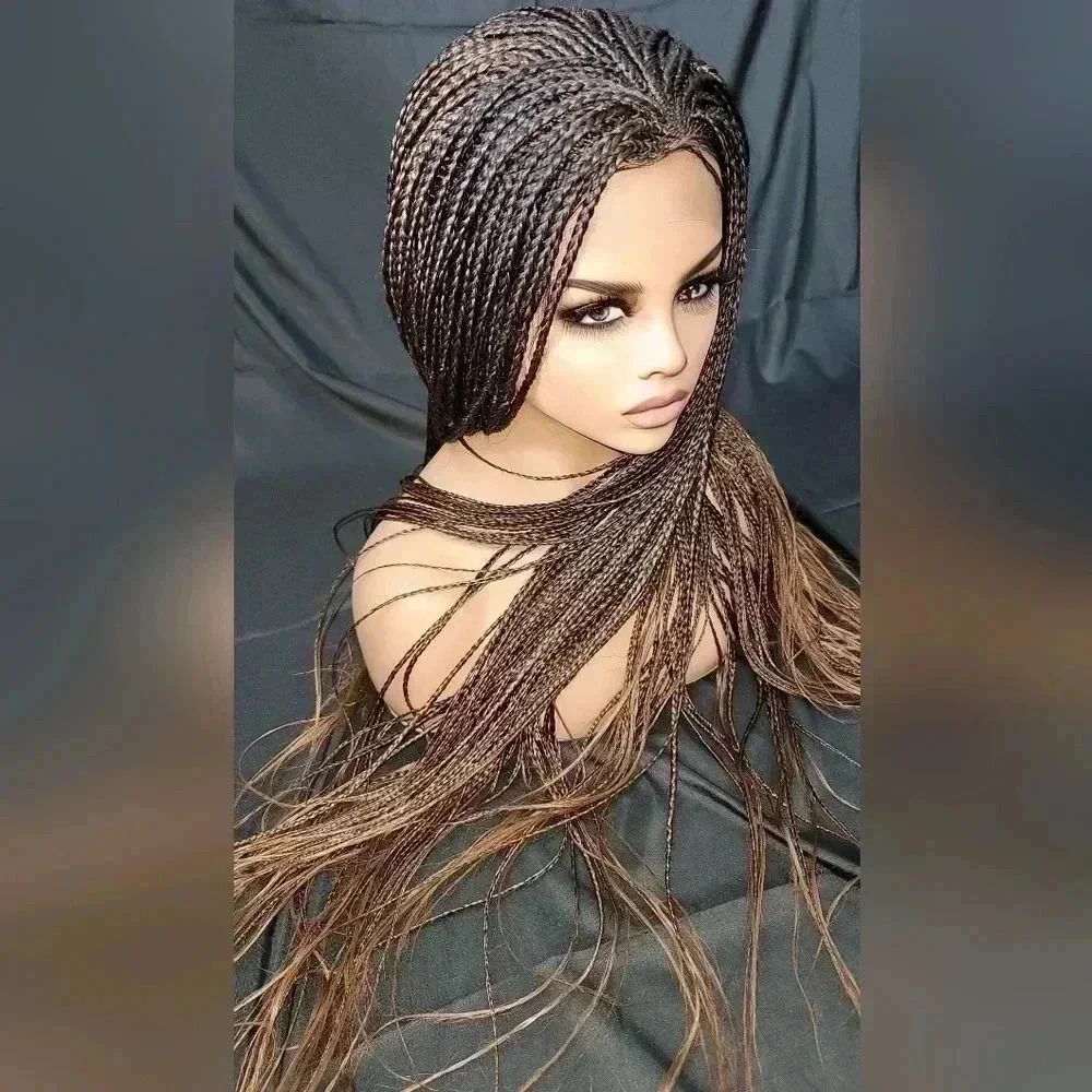 Braided wigs 100% handmade, long wig , ombre wig, box braids with cornro… - Picture 7 of 16
